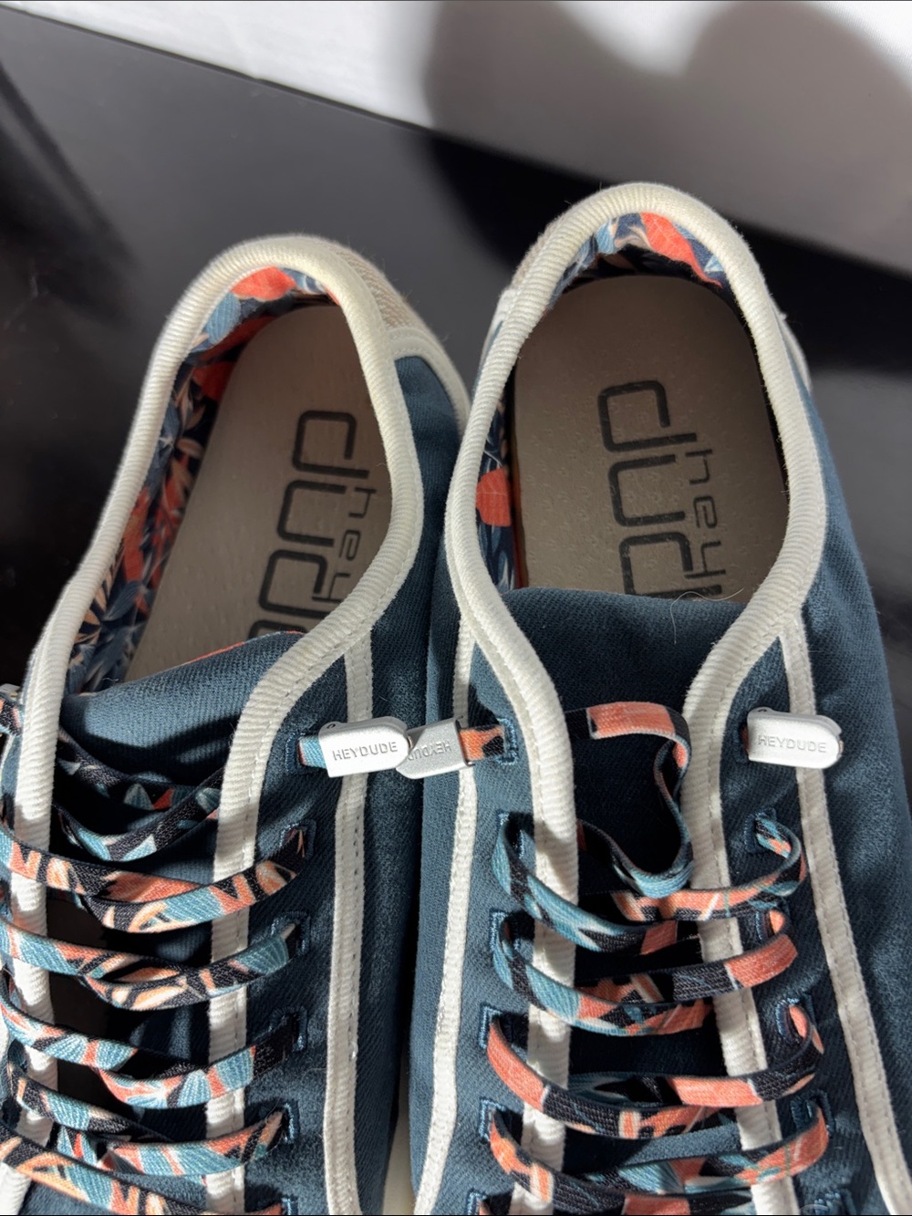 Hey Dudes Casual Blue Canvas Sneakers with Patterned Laces - Picture 2 of 4